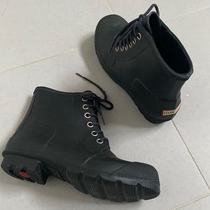 Mens Hunter Lace Up Rubber Rain Boots
